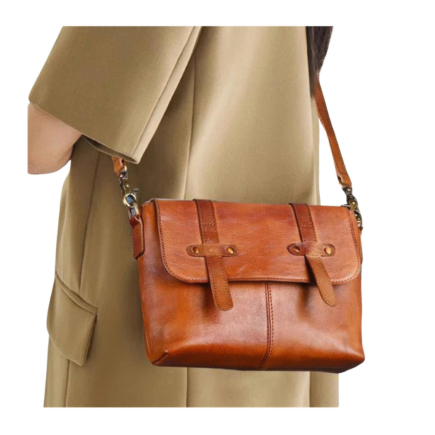 Sacs besace cuir marron femme