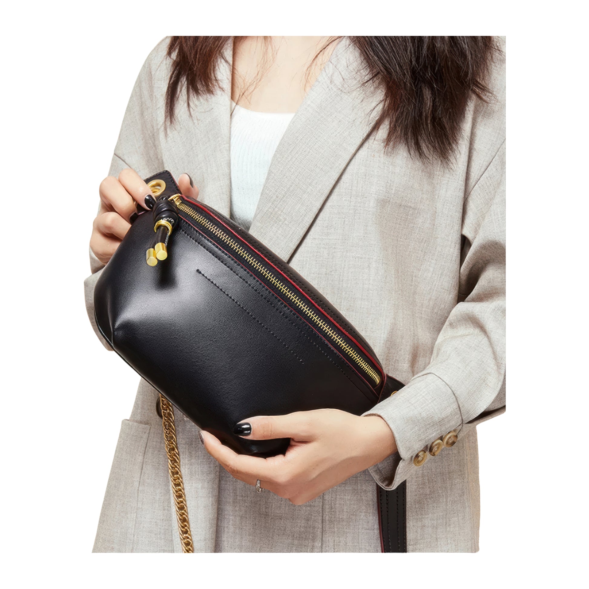 Banane femme cuir noir