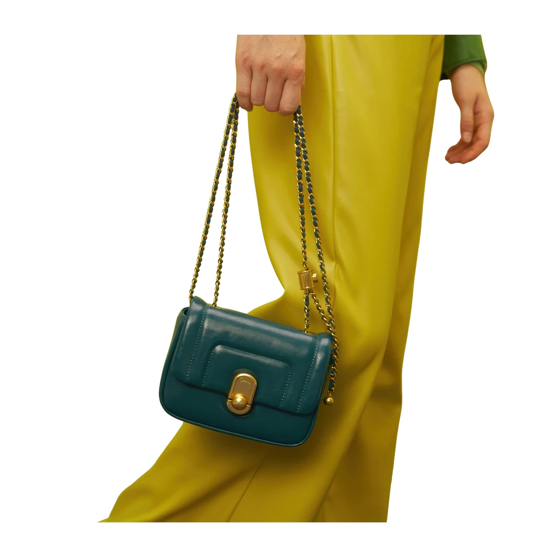 Pochette cuir turquoise bleu