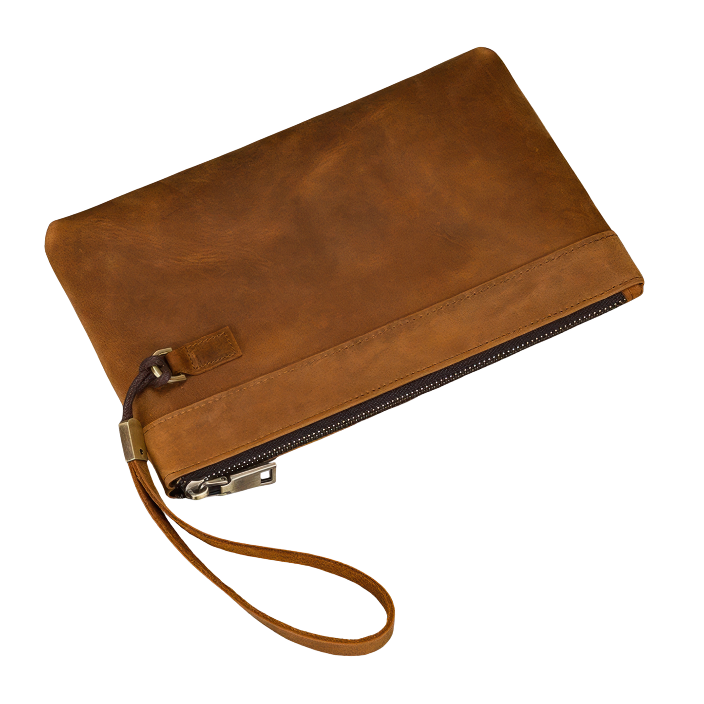 Pochette homme en cuir marron
