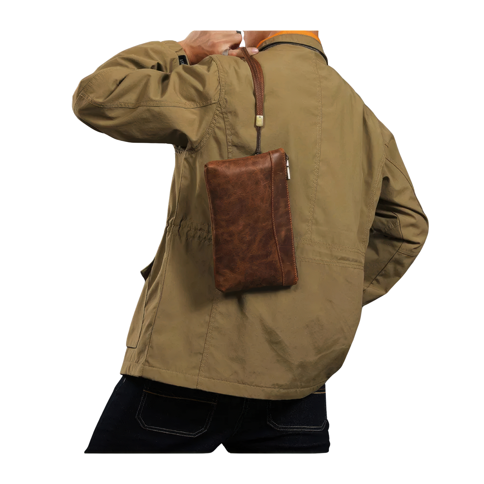 Pochettes cuir homme marron
