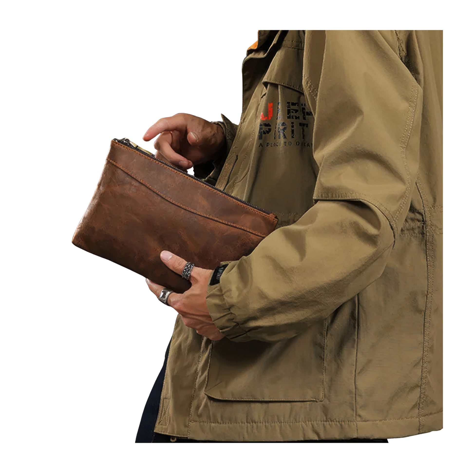 Pochettes cuir marron homme
