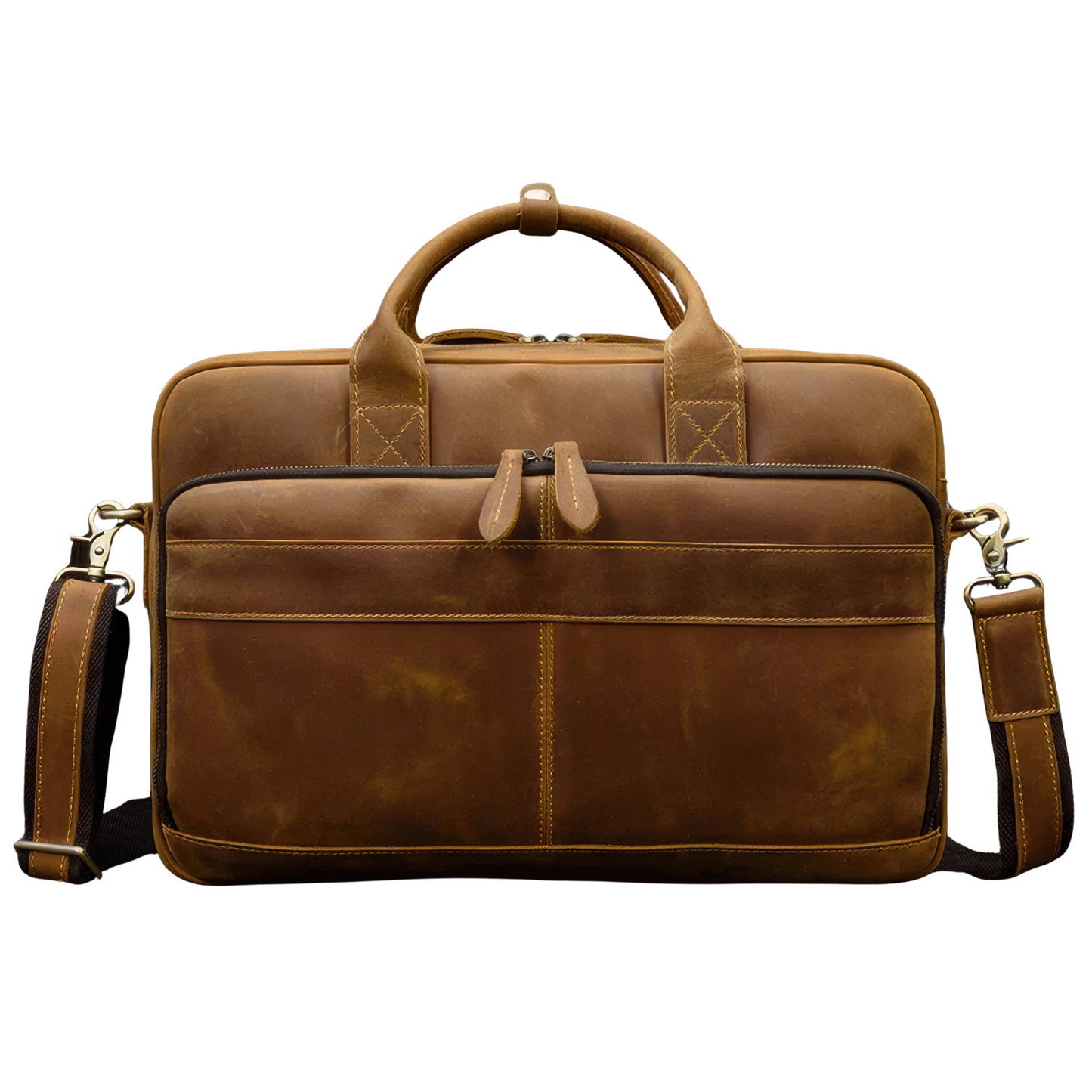 Porte document camel cuir