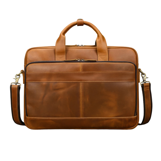 Porte document cuir camel