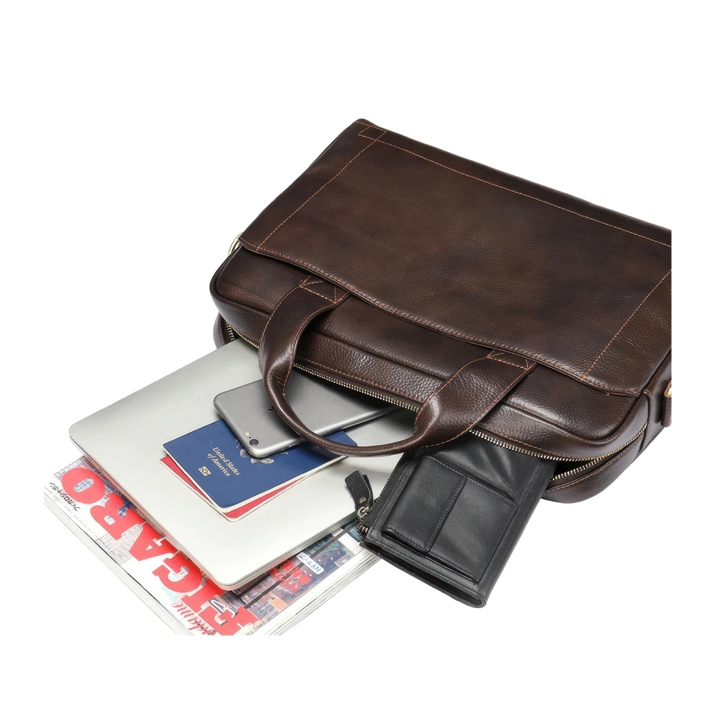 Porte Document Cuir Marron Homme