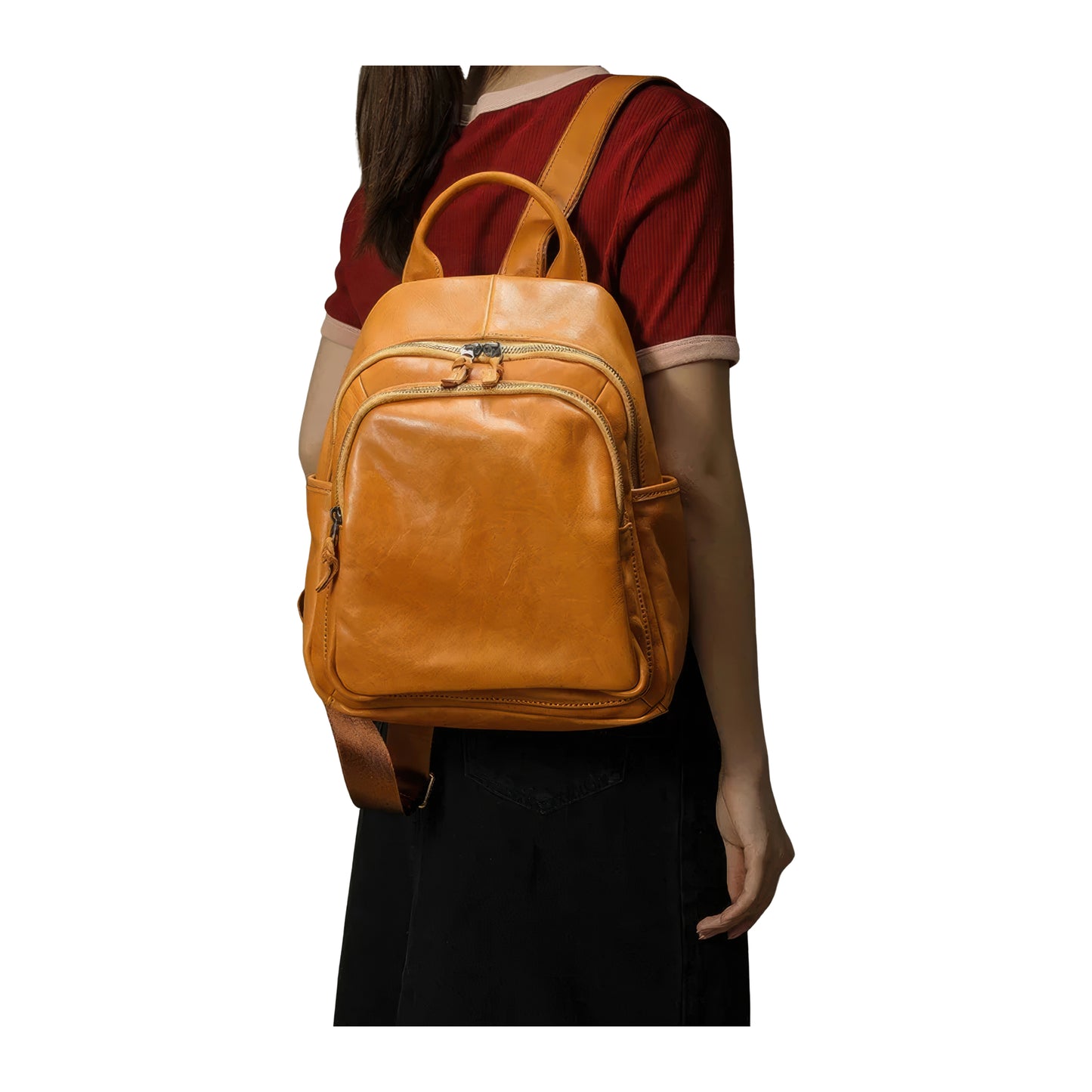 Sac à dos cuir naturel femme