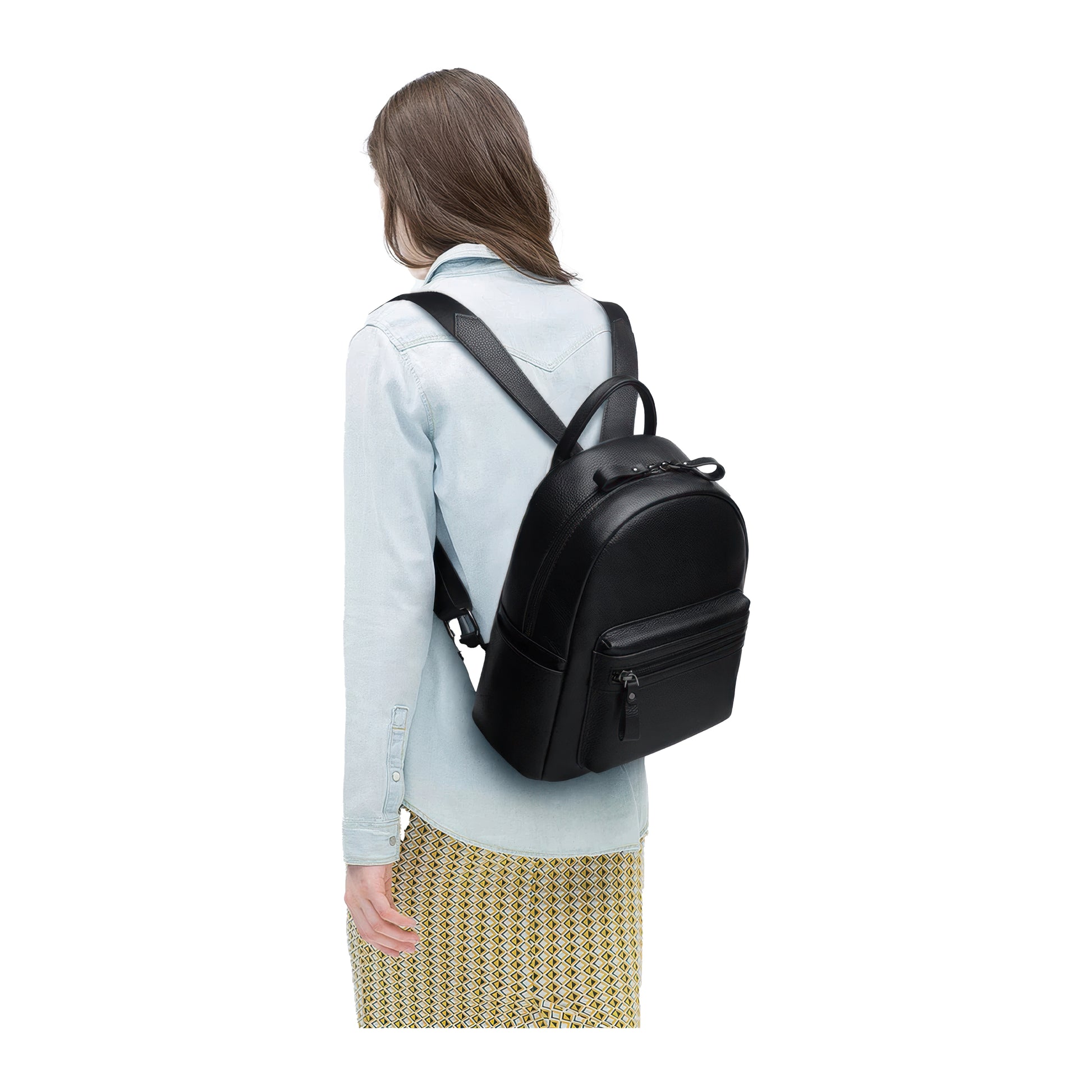 Sac a dos en cuir noir femme