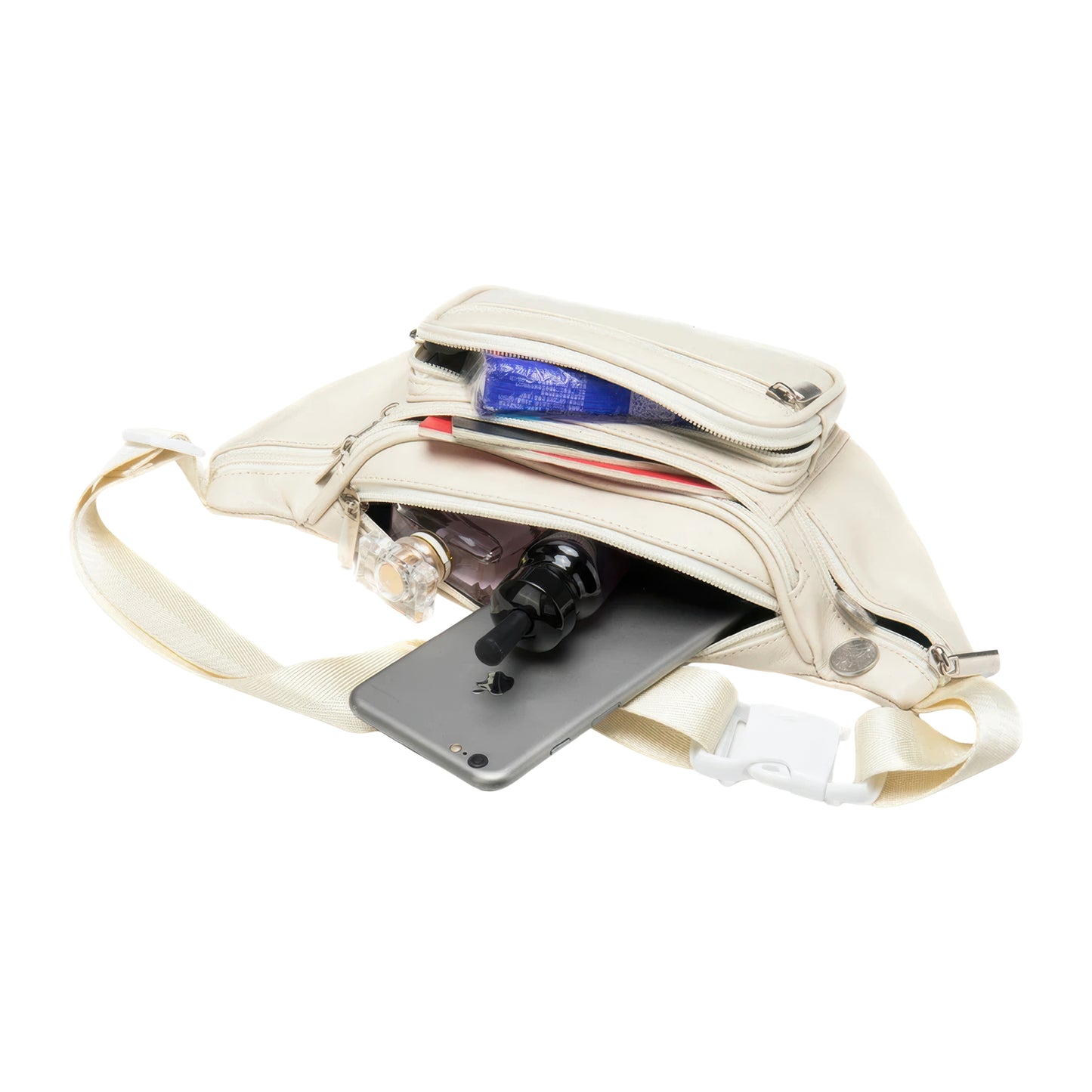 Sac banane blanc cuir
