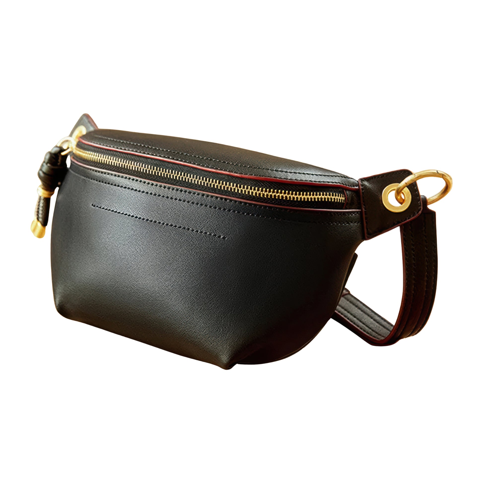 Sac banane cuir noir femme