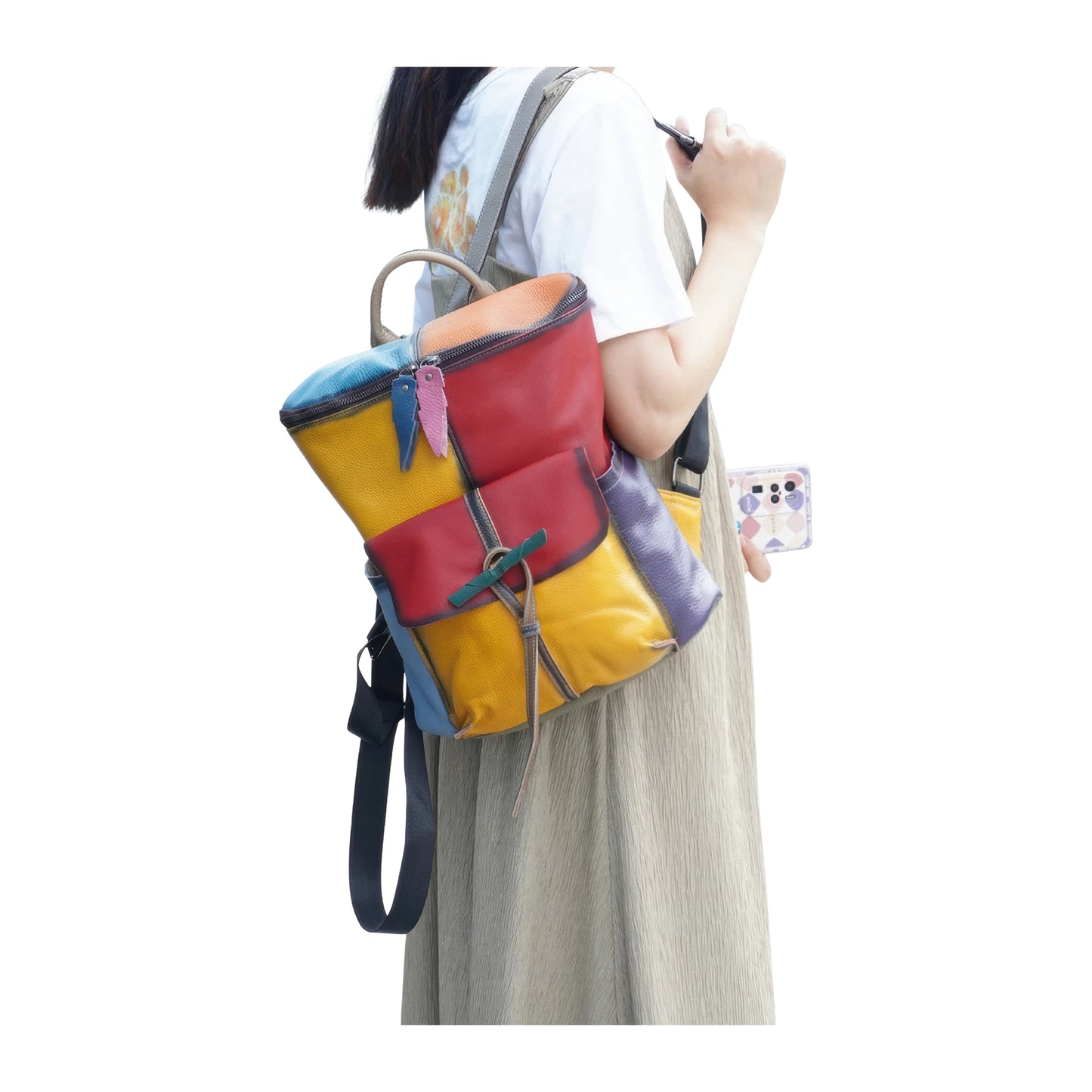 Sacs a dos cuir colore femme