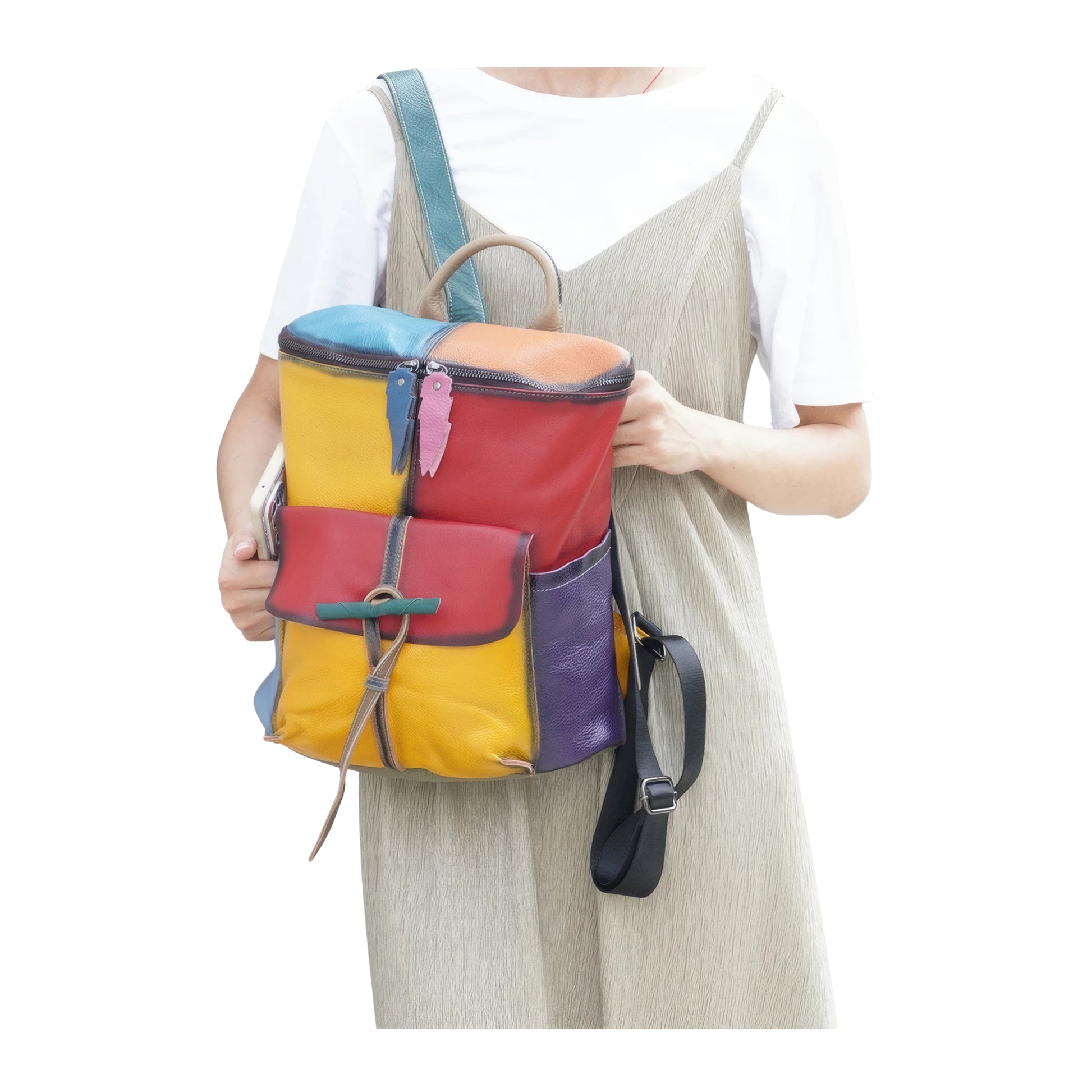 Sacs a dos femme cuir colore