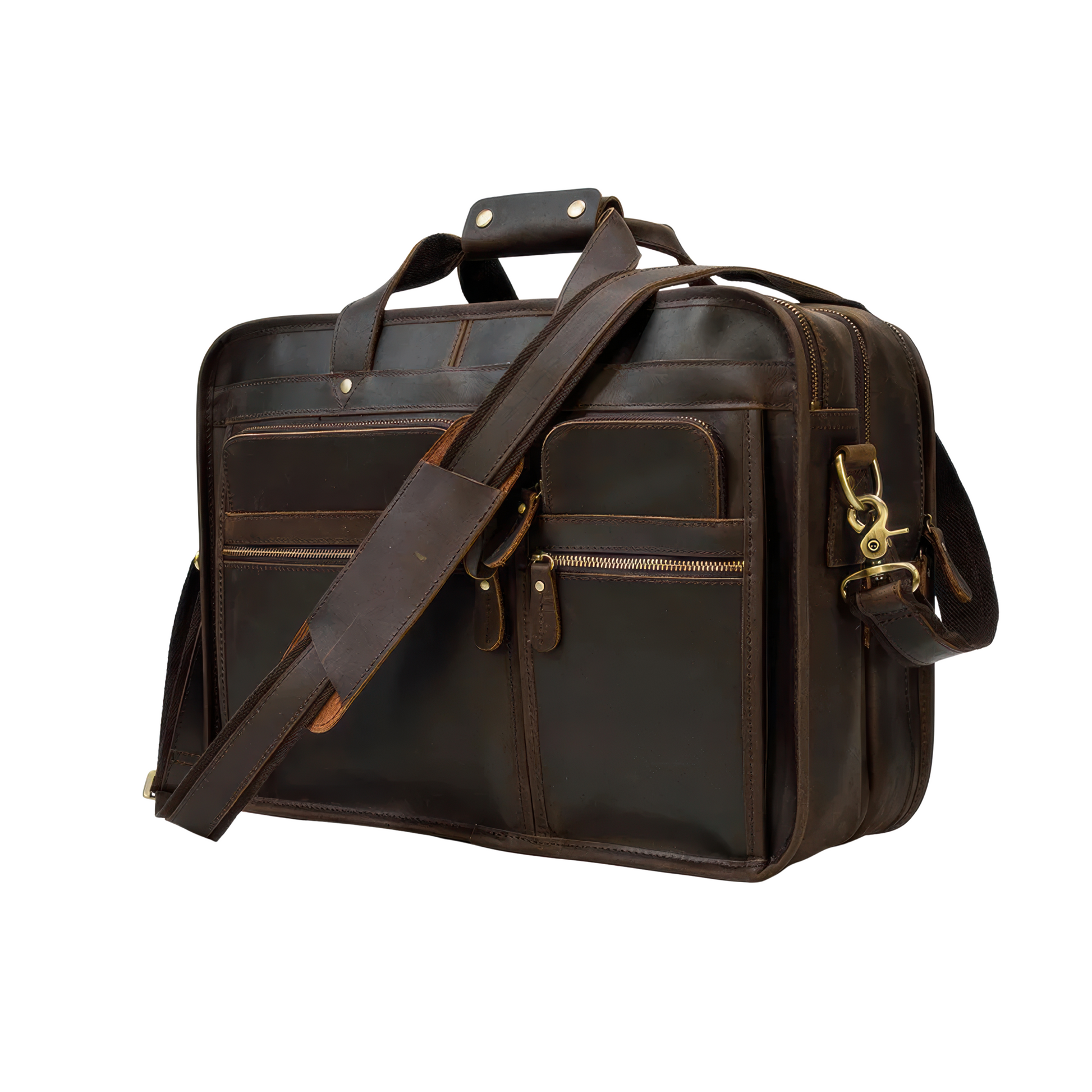 Serviette cuir hommes marron