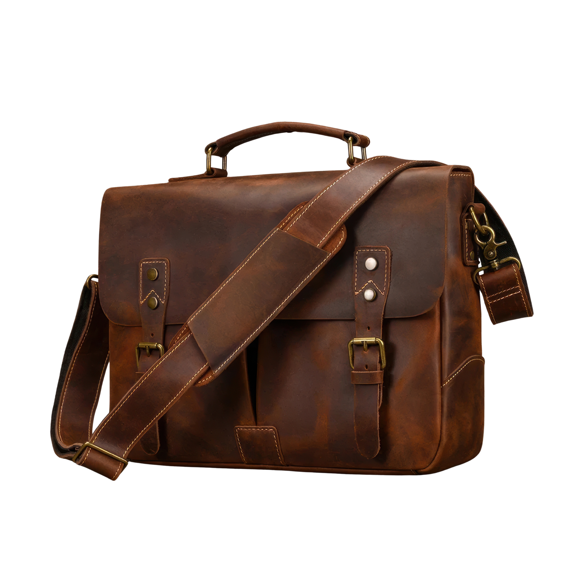 Serviette cuir vintage homme